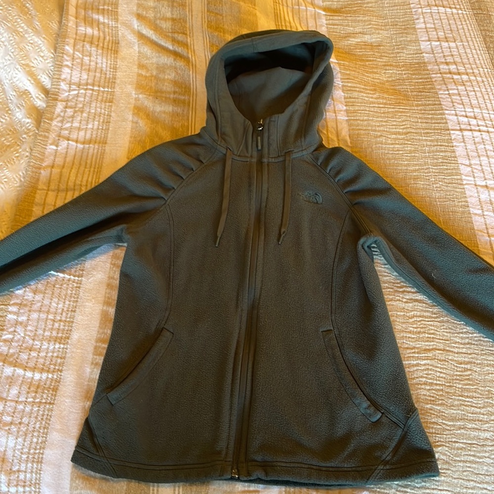 The North Face green fleece jacket, size medium